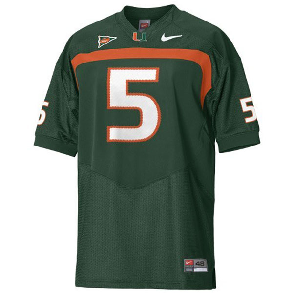Youth Miami Hurricanes #5 Andre Johnson Green Football Jersey