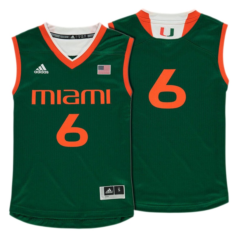 Youth Miami Hurricanes #6 Green Jersey Youth Jersey Youth Miami Hurricanes #6 Green Jersey