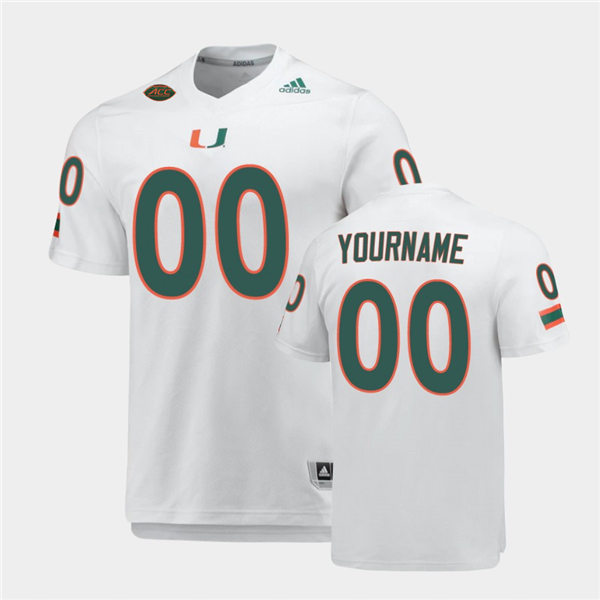 Youth Miami Hurricanes Custom JIM KELLY Ted Hendricks Ray Lewis Sean Taylor Ed Reed Adidas White Football Jersey