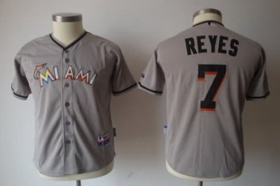 Youth Miami Marlin 7# Jose Reyes Cool Base Grey Jerseys