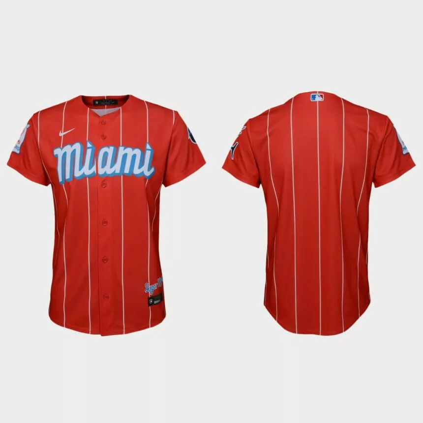 Youth Miami Marlins # Red 2021 City Connect Replica Jersey