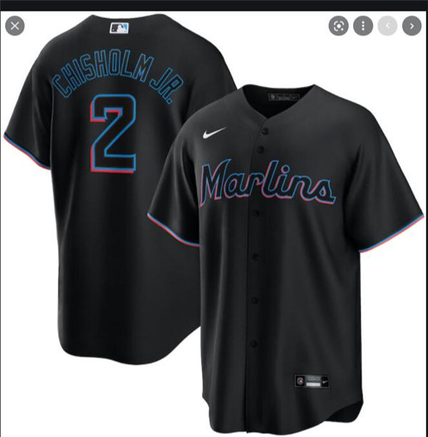 Youth Miami Marlins #2 Jazz Chisholm Jr. Nike Black Alternate Player Jersey