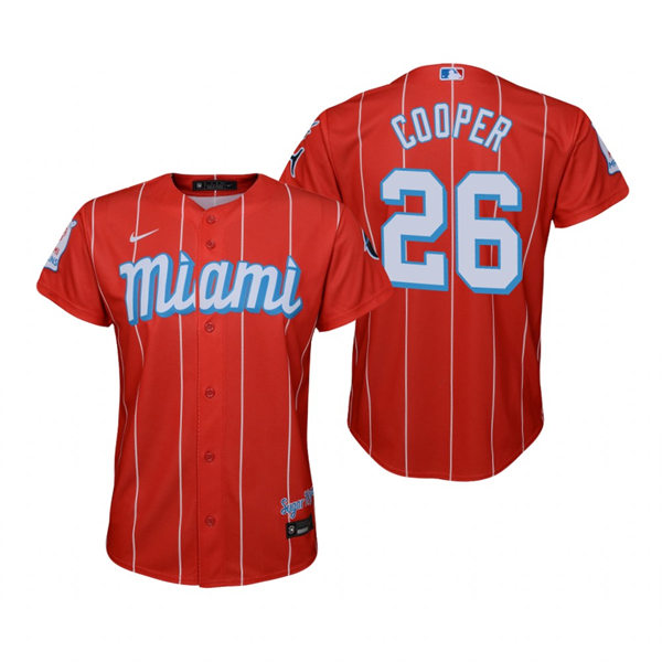 Youth Miami Marlins #26 Garrett Cooper Nike Red 2021 City Connect Jersey