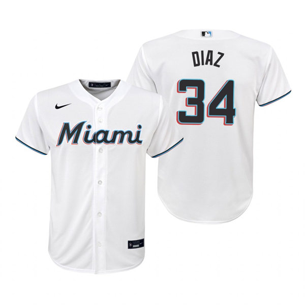 Youth Miami Marlins #34 Lewin Diaz Nike White Home Jersey
