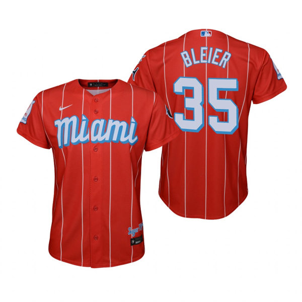 Youth Miami Marlins #35 Richard Bleier Nike Red 2021 City Connect Jersey