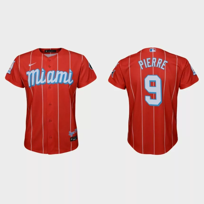 Youth Miami Marlins #9 Juan Pierre Red 2021 City Connect Replica Jersey
