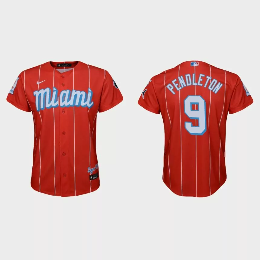 Youth Miami Marlins #9 Terry Pendleton Red 2021 City Connect Replica Jersey
