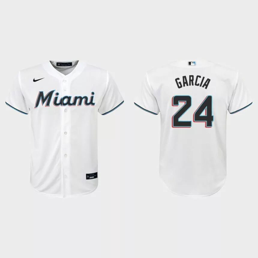 Youth Miami Marlins Avisail Garcia White Replica Home Jersey