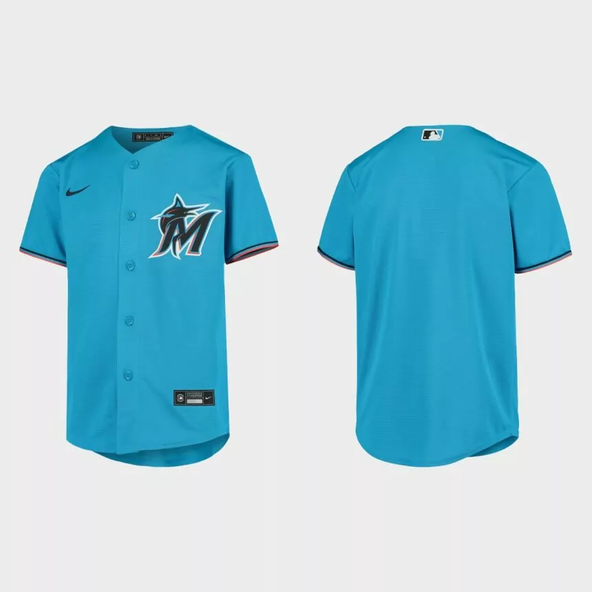 Youth Miami Marlins Blue Replica Jersey