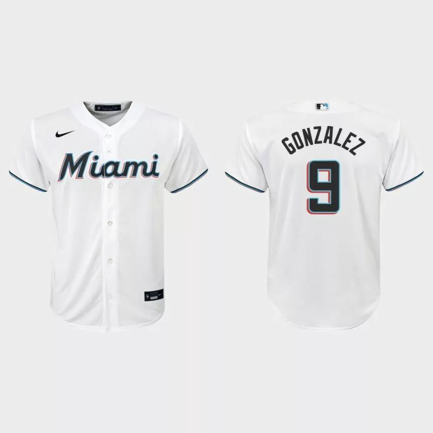 Youth Miami Marlins Erik Gonzalez White Replica Home Jersey