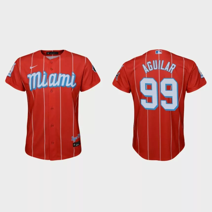 Youth Miami Marlins Jesus Aguilar Red City Connect Replica Jersey