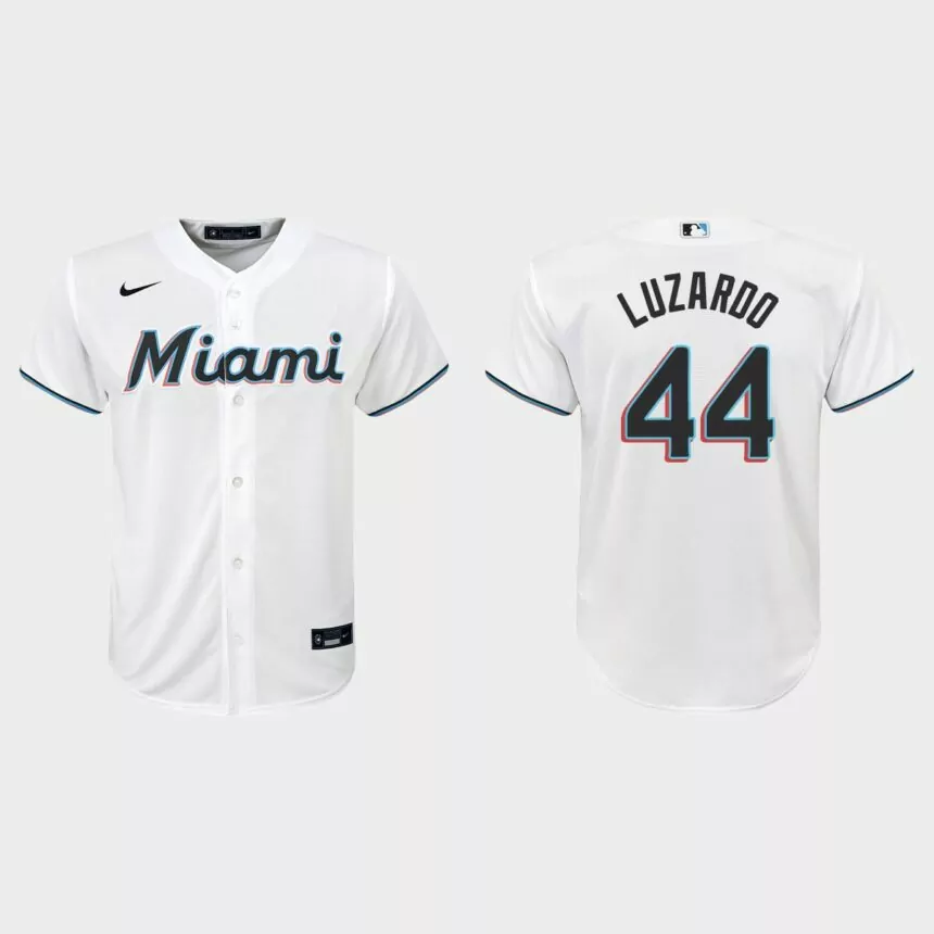 Youth Miami Marlins Jesus Luzardo White Replica Home Jersey
