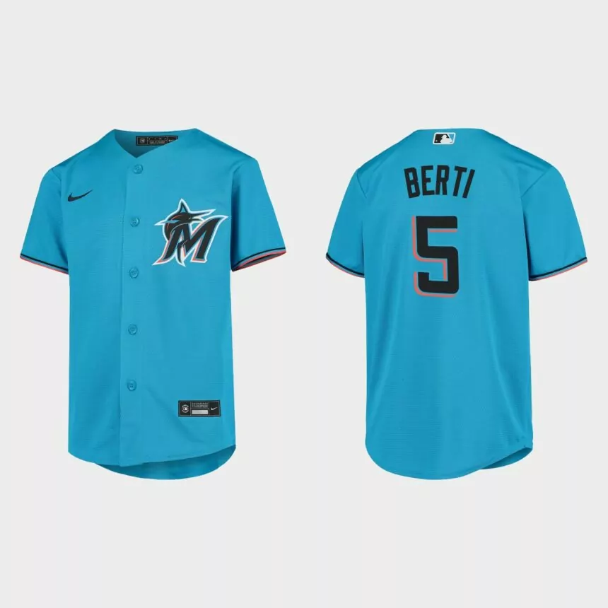 Youth Miami Marlins Jon Berti Blue Replica Jersey