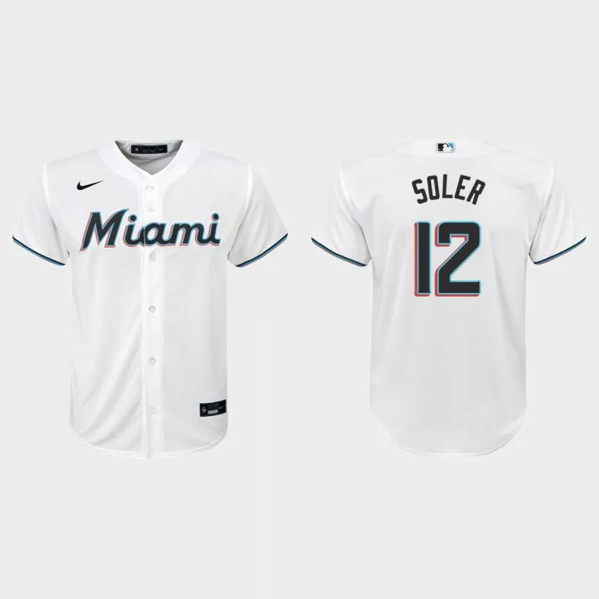 Youth Miami Marlins Jorge Soler White Replica Home Jersey