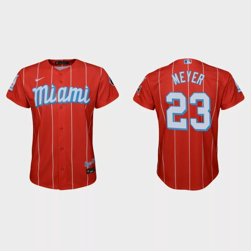 Youth Miami Marlins Max Meyer Red City Connect Replica Jersey