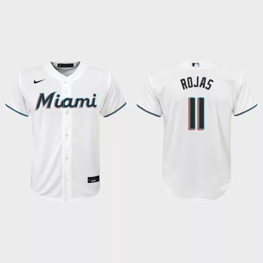 Youth Miami Marlins Miguel Rojas White Replica Home Jersey