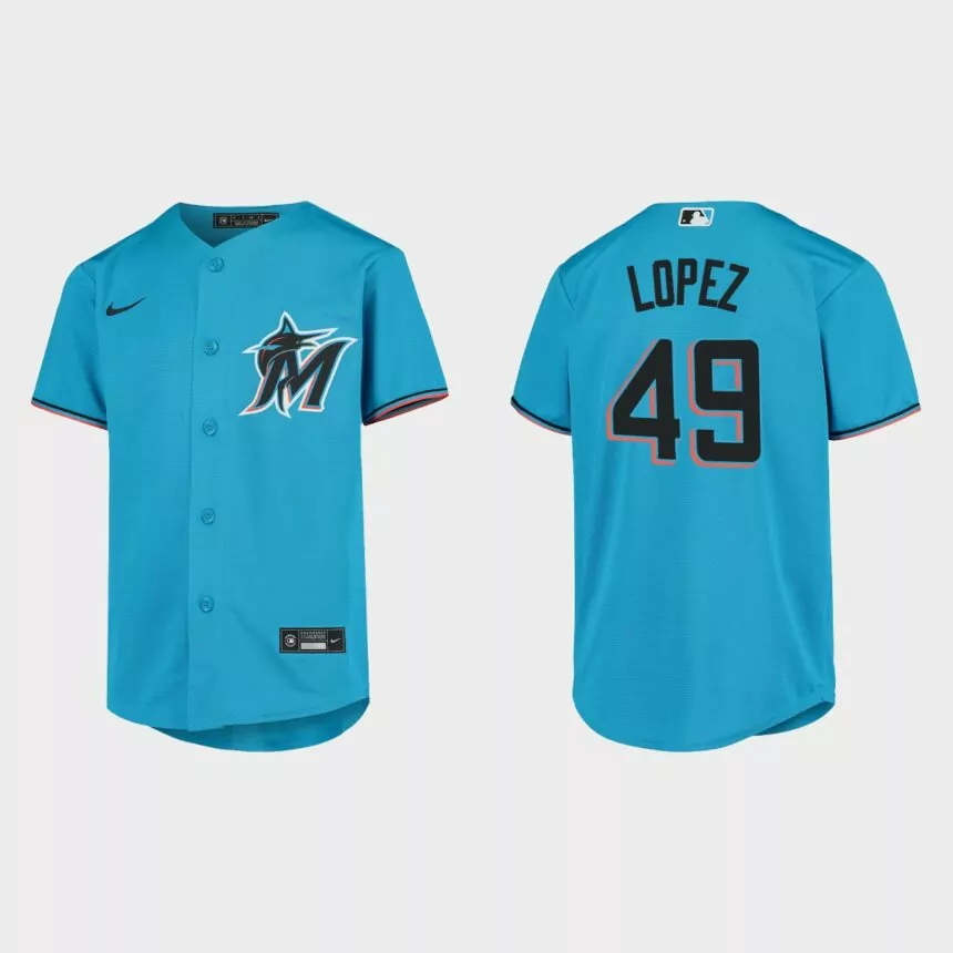 Youth Miami Marlins Pablo Lopez Blue Replica Jersey