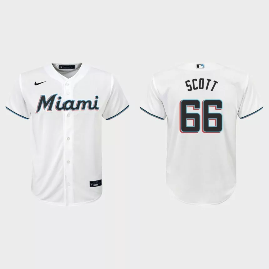 Youth Miami Marlins Tanner Scott White Replica Home Jersey