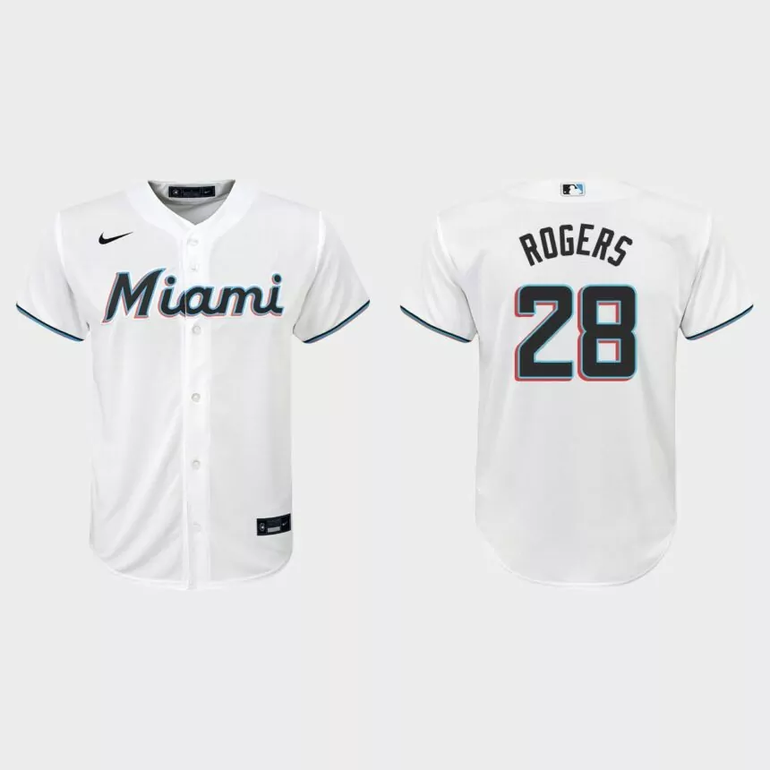 Youth Miami Marlins Trevor Rogers White Replica Home Jersey