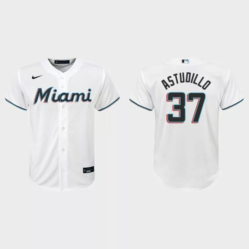 Youth Miami Marlins Willians Astudillo White Replica Home Jersey