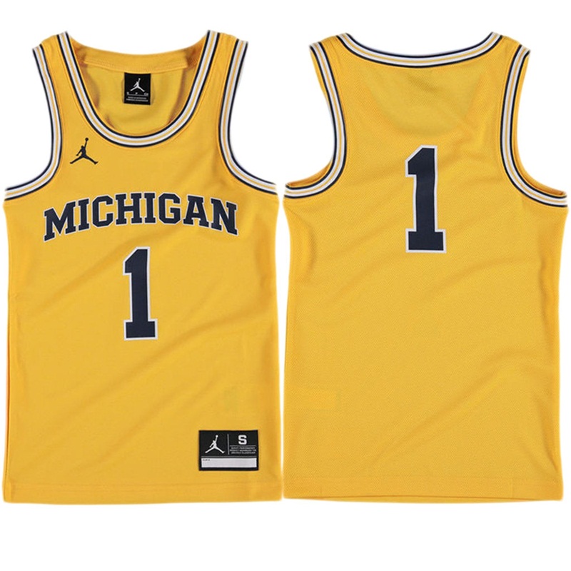 Youth Michigan Wolverines #1 Maize Jersey