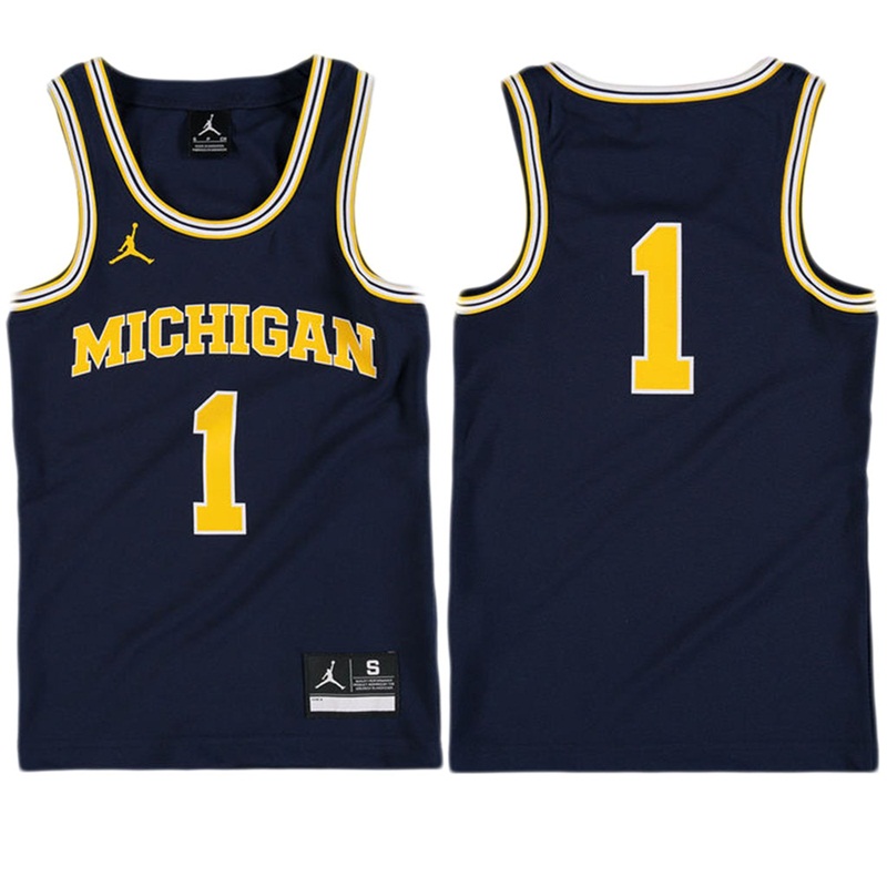 Youth Michigan Wolverines #1 Navy Jersey
