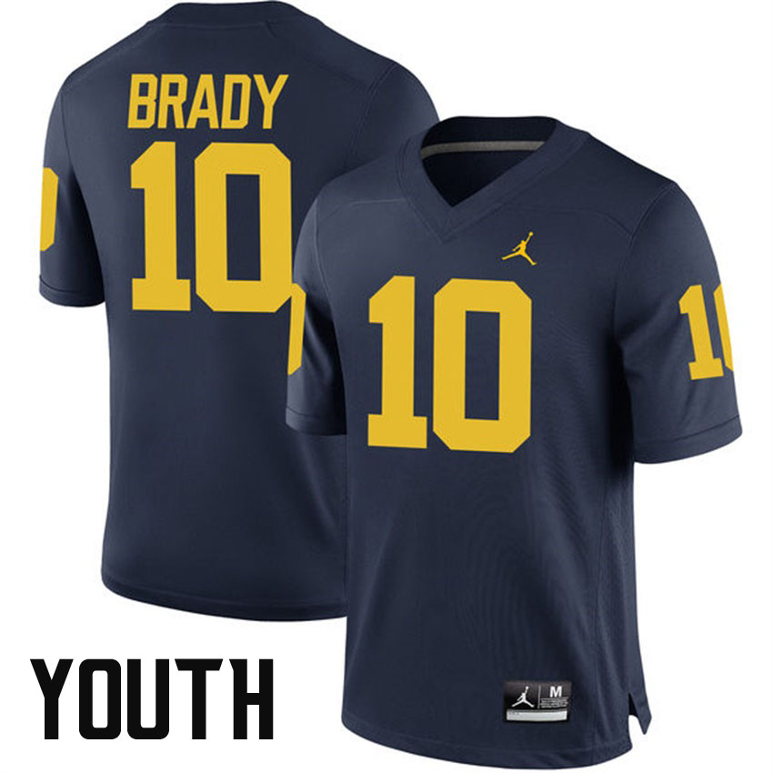 Youth Michigan Wolverines #10 Tom Brady Navy College Football Jersey