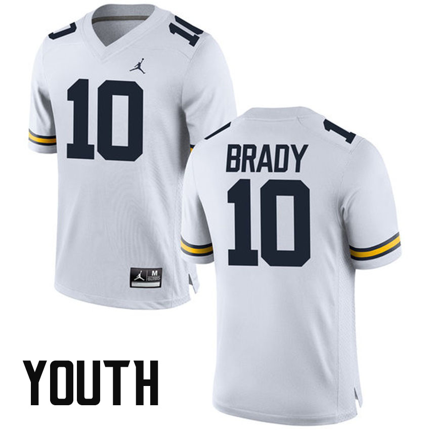 Youth Michigan Wolverines #10 Tom Brady White College Football Jersey