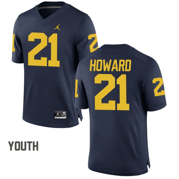 Youth Michigan Wolverines #21 desmond Howard Navy Football Jersey