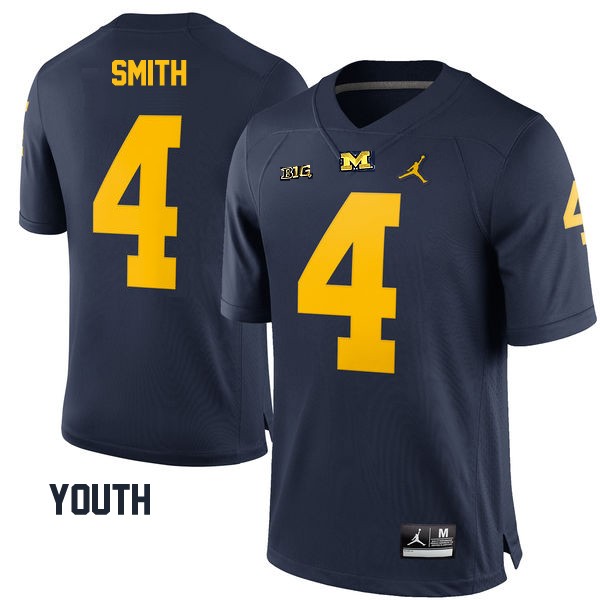 Youth Michigan Wolverines #4 De'Veon Smith Navy Football Jersey