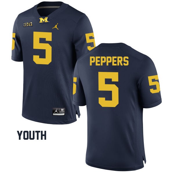 Youth Michigan Wolverines #5 Jabrill Peppers Navy Football Jersey