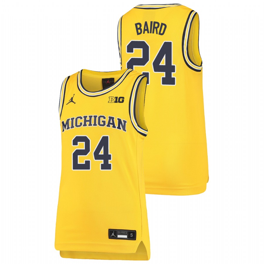 Youth Michigan Wolverines C.J. Baird Basketball Jersey Maize