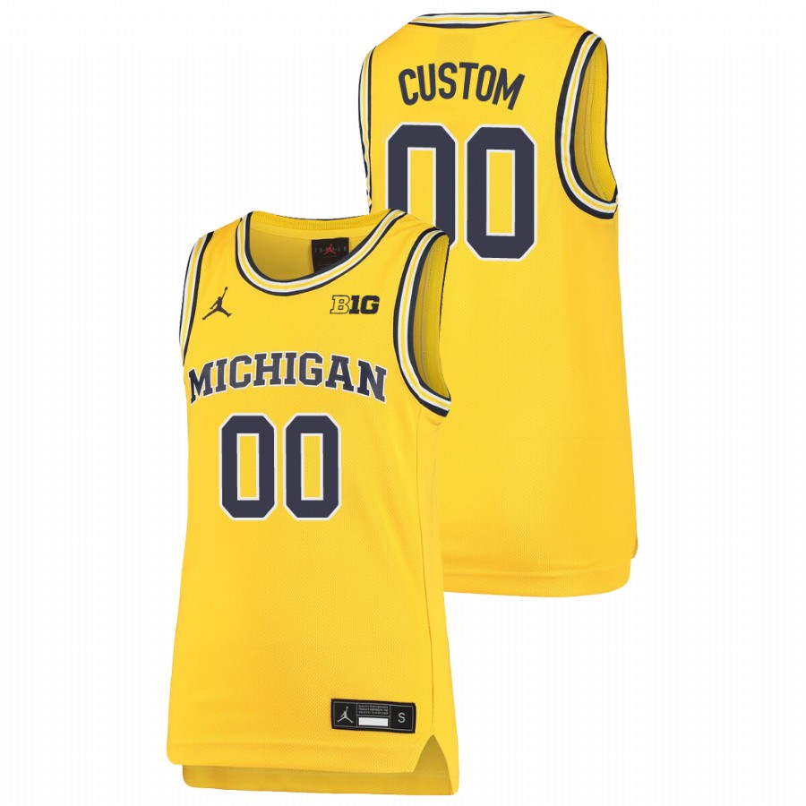 Youth Michigan Wolverines Custom Basketball Jersey Maize 