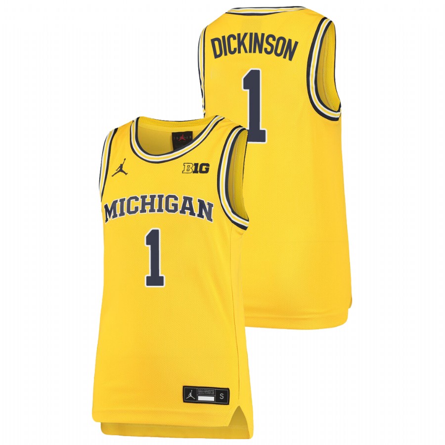 Youth Michigan Wolverines Hunter Dickinson Basketball Jersey Maize