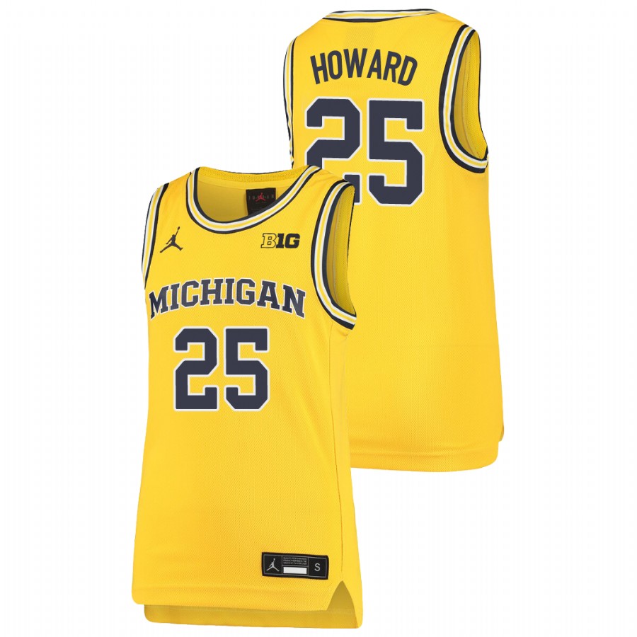Youth Michigan Wolverines Jace Howard Basketball Jersey Maize
