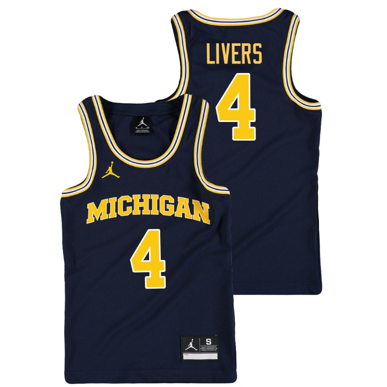 Youth Michigan Wolverines Navy Isaiah Livers College Basketball Jordan Replica Jersey