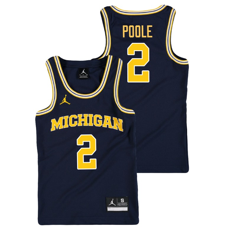 Youth Michigan Wolverines Navy Jordan Poole College Basketball Jordan Replica Jersey
