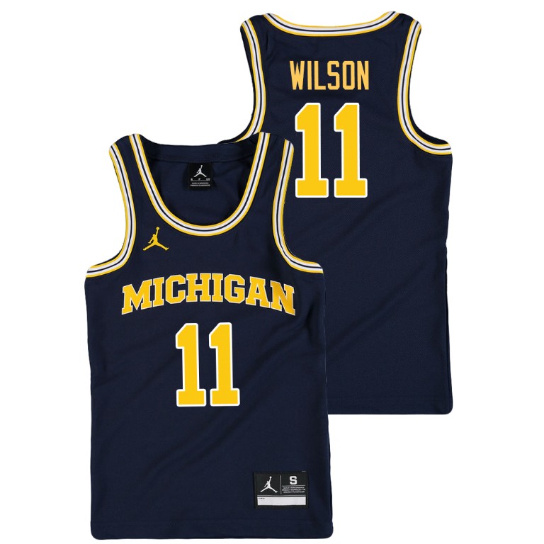 Youth Michigan Wolverines Navy Luke Wilson College Basketball Jordan Replica Jersey