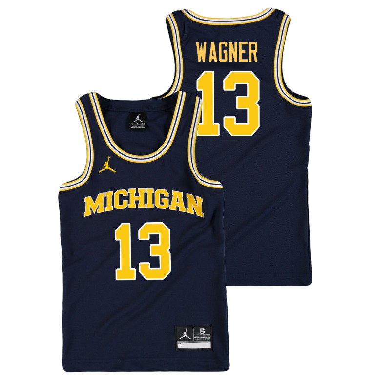 Youth Michigan Wolverines Navy Moritz Wagner College Basketball Jordan Replica Jersey