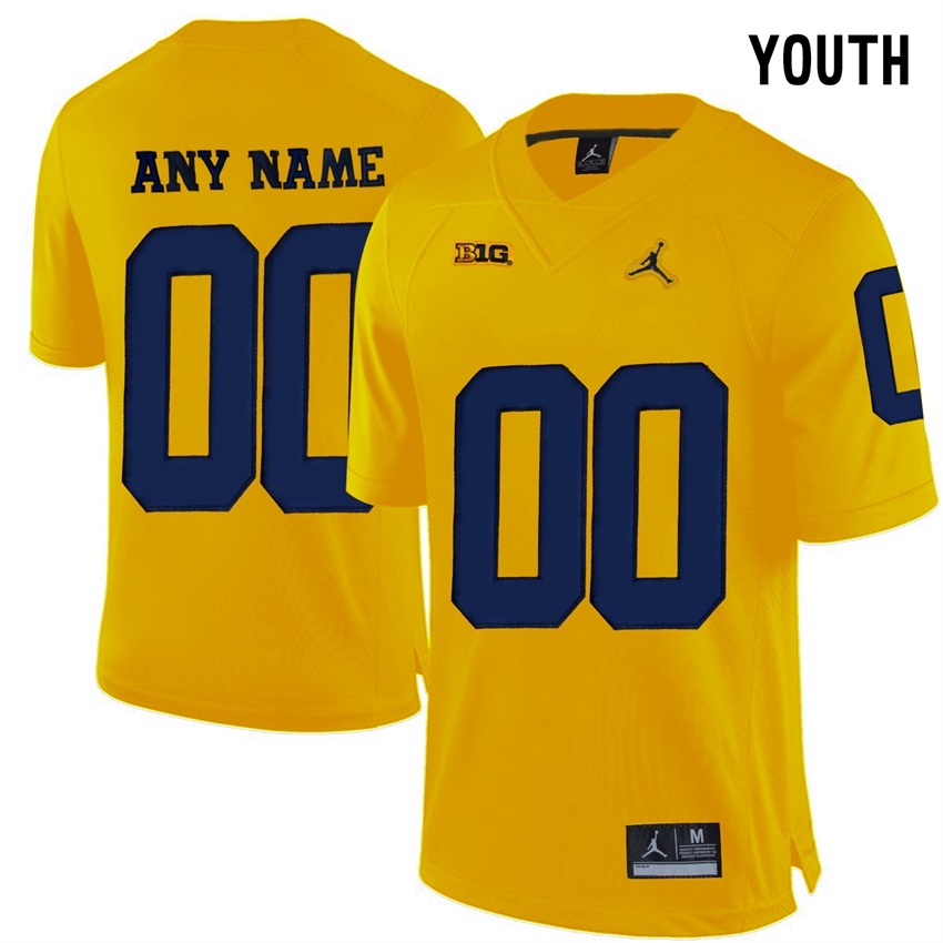 Youth Michigan Wolverines Yellow College Limited Football Customized Jersey