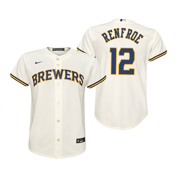 Youth Milwaukee Brewers #12 Hunter Renfroe Cream Home Jersey