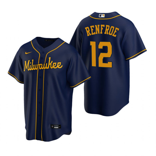 Youth Milwaukee Brewers #12 Hunter Renfroe Navy Alternate Jersey