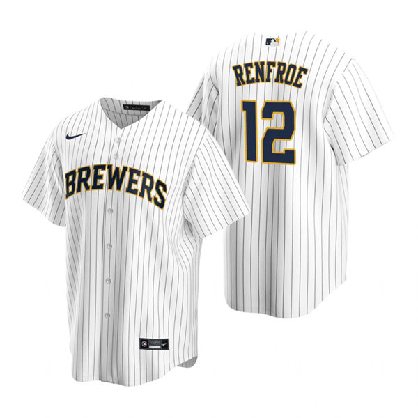 Youth Milwaukee Brewers #12 Hunter Renfroe White Pinstripe Alternate Jersey