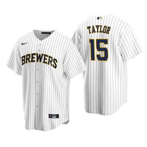 Youth Milwaukee Brewers #15 Tyrone Taylor Nike White Pinstripe Alternate Jersey