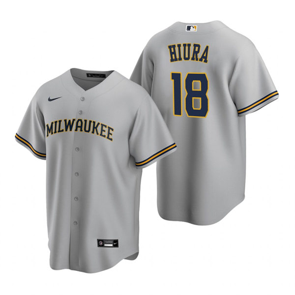 Youth Milwaukee Brewers #18 Keston Hiura Gray Road Jersey