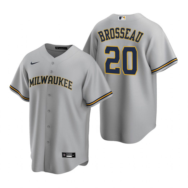 Youth Milwaukee Brewers #20 Mike Brosseau Gray Road Jersey