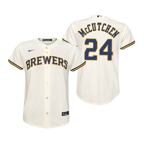 Youth Milwaukee Brewers #24 Andrew McCutchen Cream Home Jersey