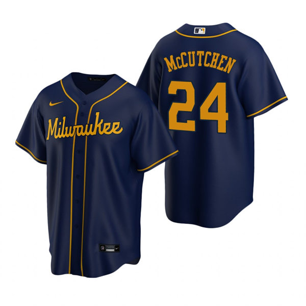 Youth Milwaukee Brewers #24 Andrew McCutchen Navy Alternate Jersey