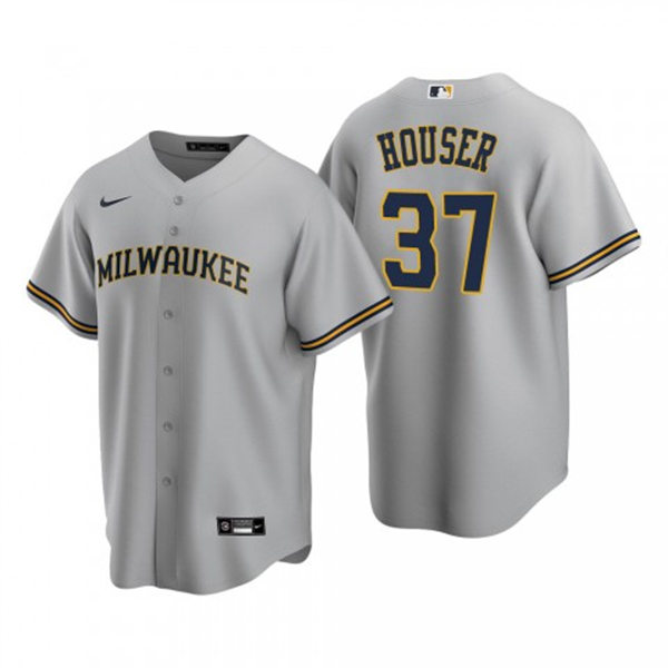 Youth Milwaukee Brewers #37 Adrian Houser Gray Road Jersey