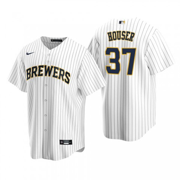 Youth Milwaukee Brewers #37 Adrian Houser White Pinstripe Alternate Jersey